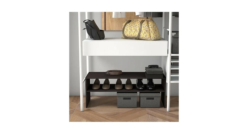 Slickblue 3 pcs Stackable Shoe Rack Horizontal Organizer - Brown