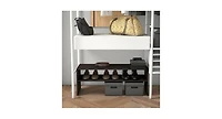 Slickblue 3 pcs Stackable Shoe Rack Horizontal Organizer - Brown