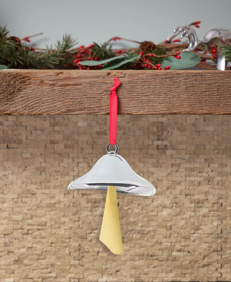 Nambe Silver & Gold Plate Mushroom Holiday Ornament