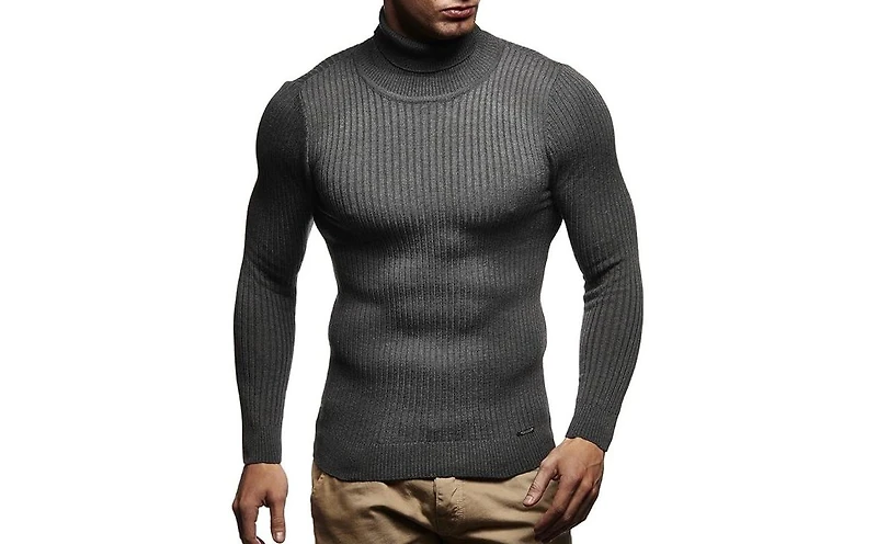 Leif Nelson Men's Turtleneck Sweater Slim Fit Polo Neck Longsleeve | Turtleneck Sweater Long Sleeve for Men