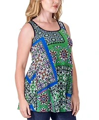 24seven Comfort Apparel Casual Print Scoop Neck Tank Top