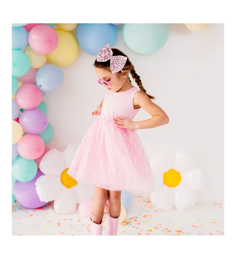Sweet Wink Girls Rainbow Heart Tulle Bow Headband