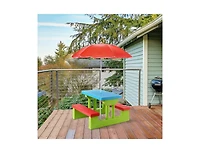 Slickblue Kids Picnic Folding Table and Bench with Umbrella