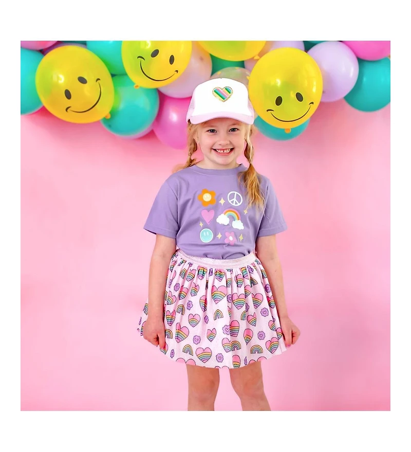 Sweet Wink Girls Rainbow Heart Patch Hat