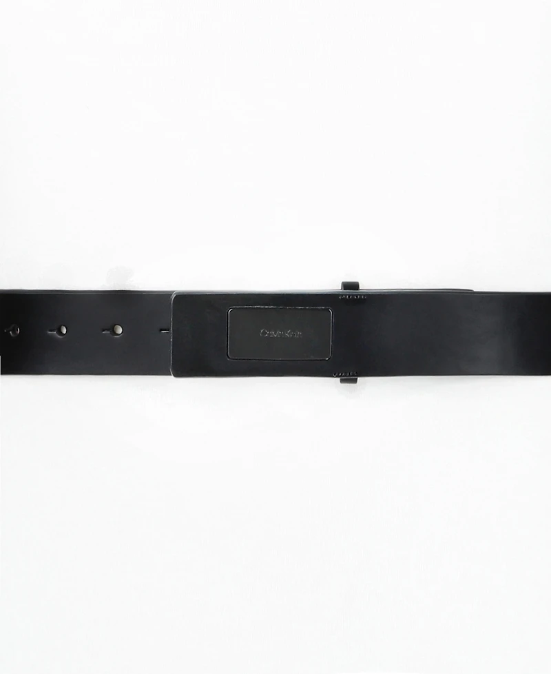 Calvin Klein Men's Ultra-Modern Inlaid Plaque-Buckle Logo Belt