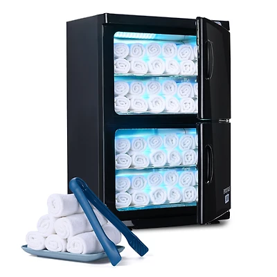 46L 2in1 Dual Cabinet Towel Warmer Uv Sterilizer with 4 Racks for Salon Hotel