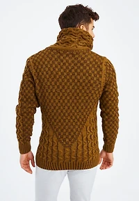 Leif Nelson Men's Knitted Shawl Collar Cardigan with Leather Buckle Detail