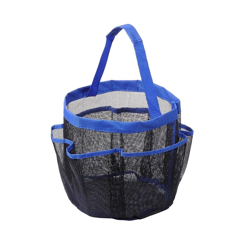 Yescom Portable Mesh Shower Caddy Tote 8 Pockets Bathroom Carry Bag Blue/Black Opt
