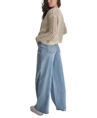 Dkny Jeans Women's Open-Stitch Drop-Shoulder Cardigan Sweater