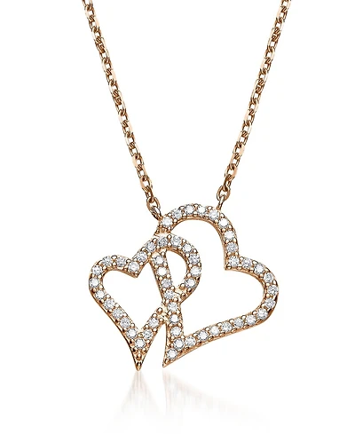 GiGiGirl Sterling Silver Cubic Zirconia Double Heart Micro Pave Pendant
