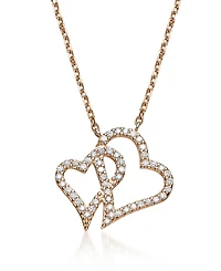 GiGiGirl Sterling Silver Cubic Zirconia Double Heart Micro Pave Pendant