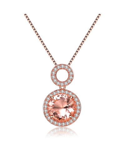 Sterling Silver Overlay Champagne Cubic Zirconia Double O Necklace