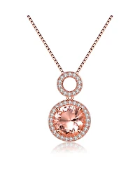 Sterling Silver Overlay Champagne Cubic Zirconia Double O Necklace