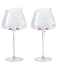Ventray Home French Style Pink Crystal Burgundy Wine Glasses, Lead-Free Premium Champagne Glasses
