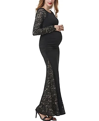 kimi + kai Maternity Lace Trim Mermaid Maxi Dress