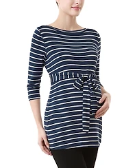 kimi + kai Maternity Striped Boat Neck Top