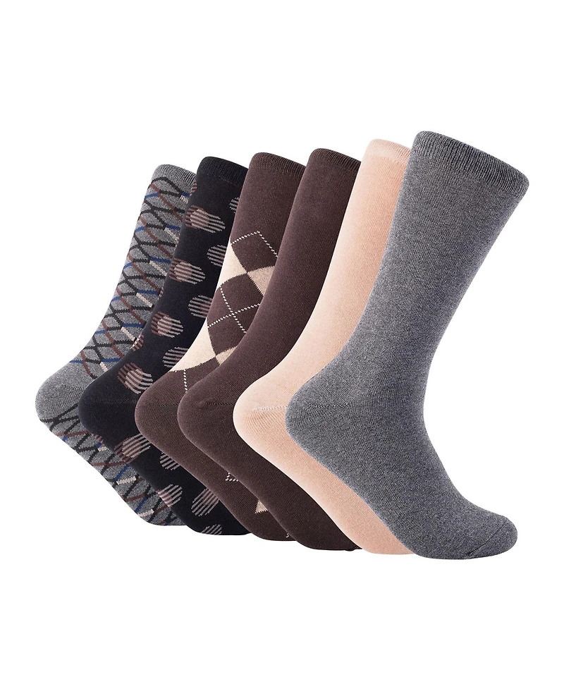 Mio Marino Men's Earthy Haze Dress Crew Socks 6 Pack