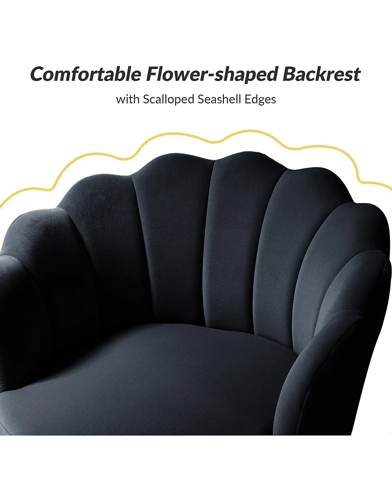 Modern Velvet Barrel Chair with Channel Tufted Back