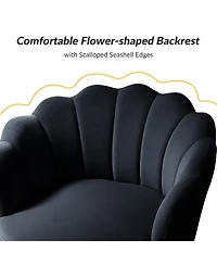 Modern Velvet Barrel Chair with Channel Tufted Back