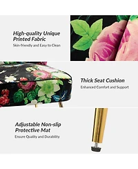 Tufted Floral Fabric Accent Chair with Gold Metal Legs for Living Room