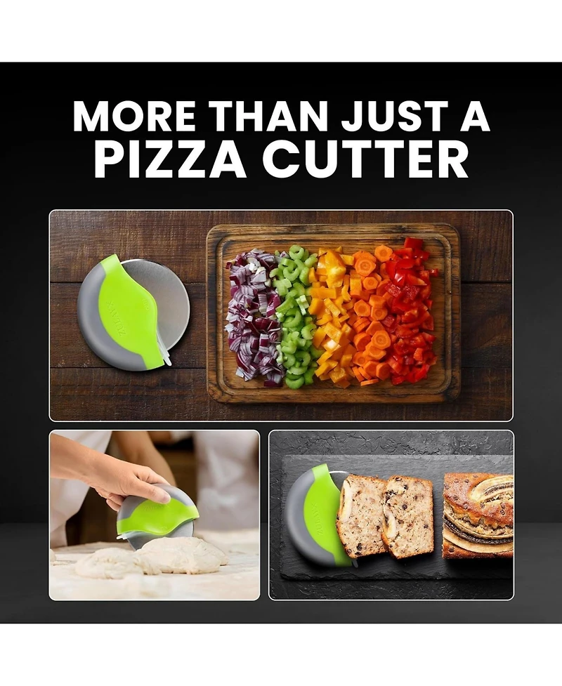 Razor Sharp Stainless Steel Pizza Wheel Cutter With Protective Blade Guard