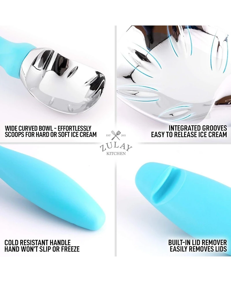 Ice Cream Scoop with Soft Easy Grip Handle and Built-in Lid Opener