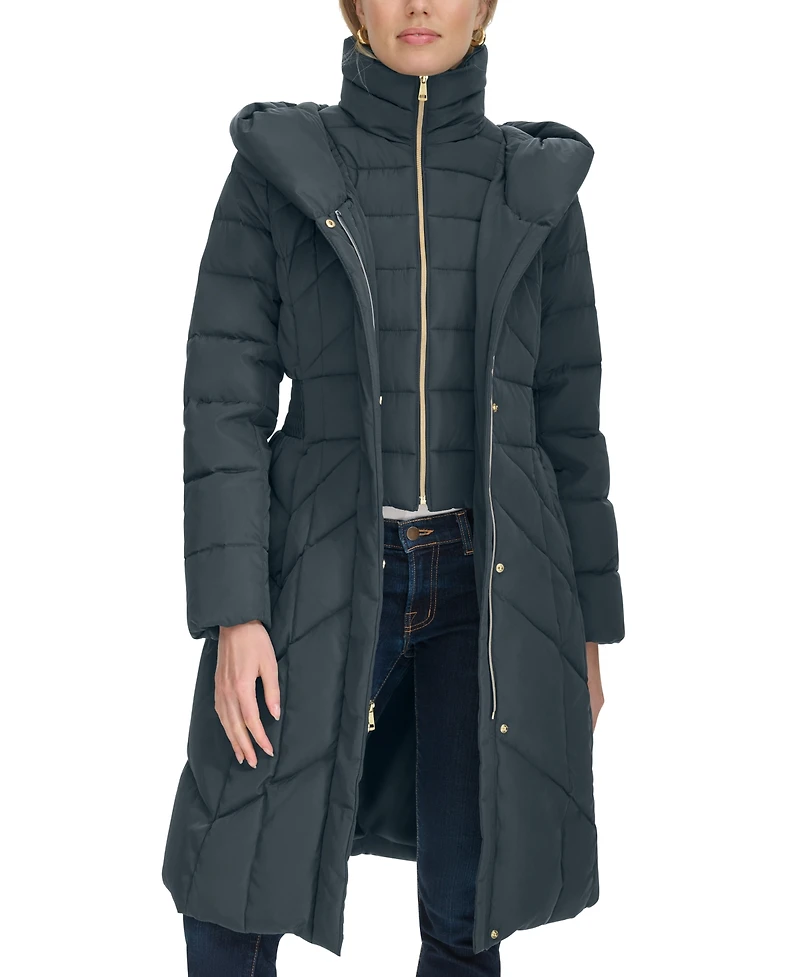 Cole Haan Women's Bibbed Hooded Puffer Coat