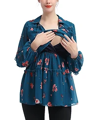 kimi + kai Maternity Floral Print Nursing Blouse