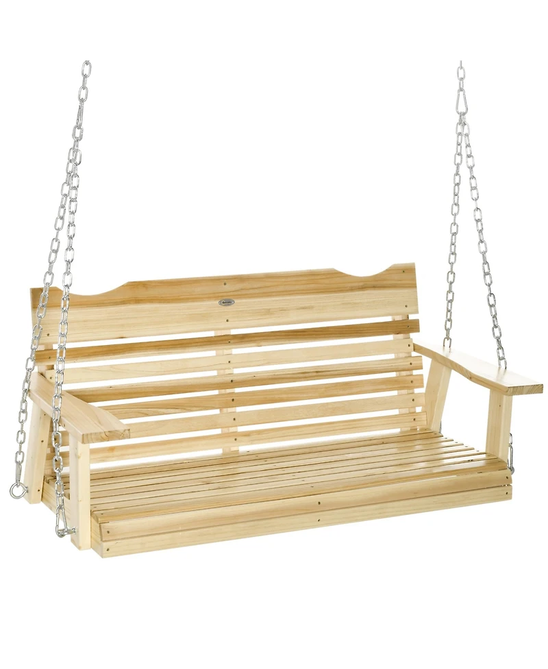 Outsunny 2-Seater Hanging Porch Swing Outdoor Swing Bench with Armrests