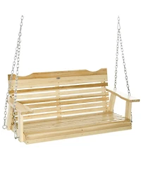 Outsunny 2-Seater Hanging Porch Swing Outdoor Swing Bench with Armrests