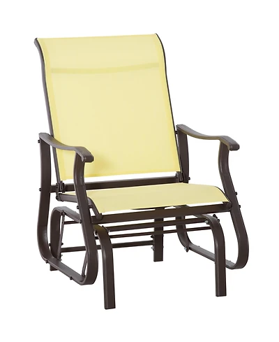 Outsunny Outdoor Glider Chair, Steel Rocking Chair, Patio, Backyard, Porch, Garden, Beige