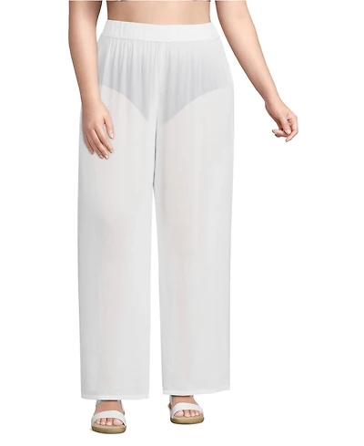 Lands' End Plus Size Sheer Oversized Swim Cover-up Pants