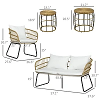 Outsunny 5 Piece Pe Rattan Outdoor Furniture Set w/ Stacking Tables, Black