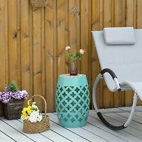 Outsunny 12" Patio Round Stool Outdoor Footstool Garden Mosaic Side Table,