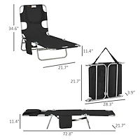 Outsunny Folding Outdoor Lounge w/ Face Hole, 5-level Recline,
