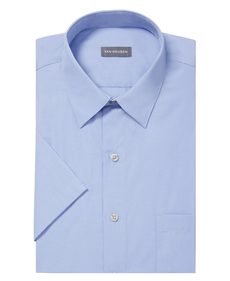Van Heusen Poplin Solid Short-Sleeve Dress Shirt