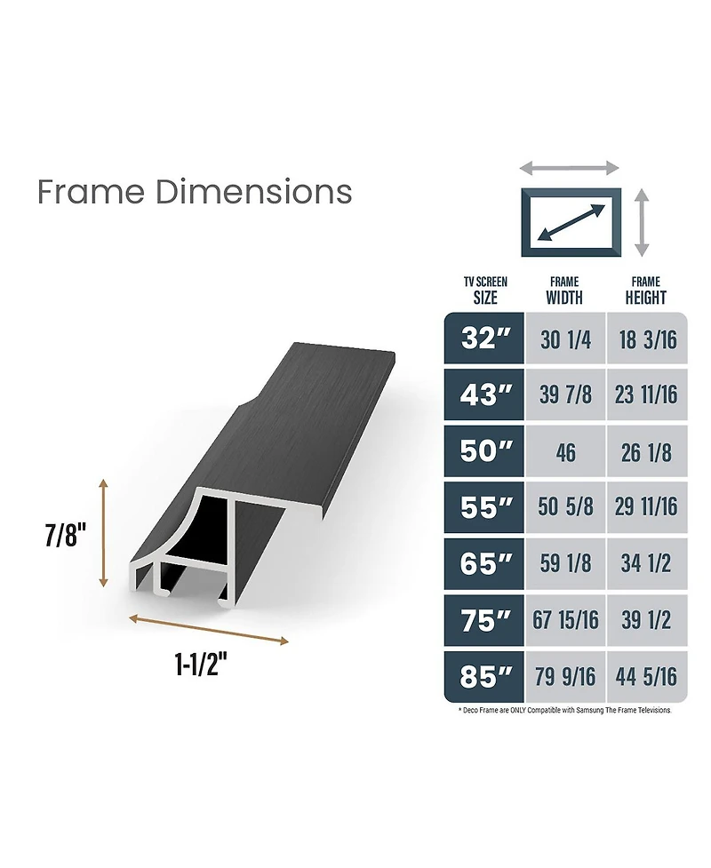 Deco Tv Frames 75" Alloy Scoop Frame for Samsung The Frame Tv 2021-2024