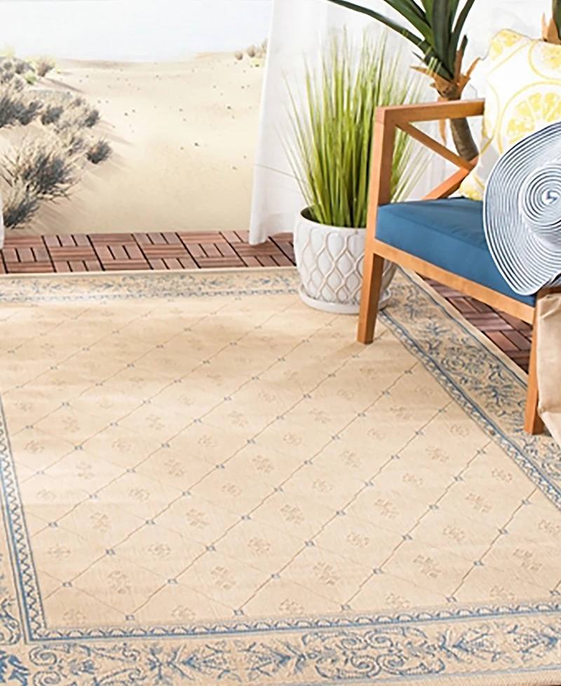 Safavieh Courtyard CY2326 Natural and Blue 5'3" x 7'7" Outdoor Area Rug