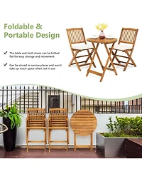 Sugift 3 Pieces Patio Folding Bistro Set with Padded Cushion and Round Coffee Table