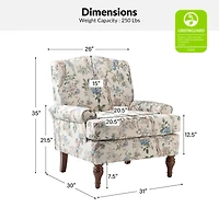 Lucretia Modern Upholstered Accent Chair with Patterned Cushion