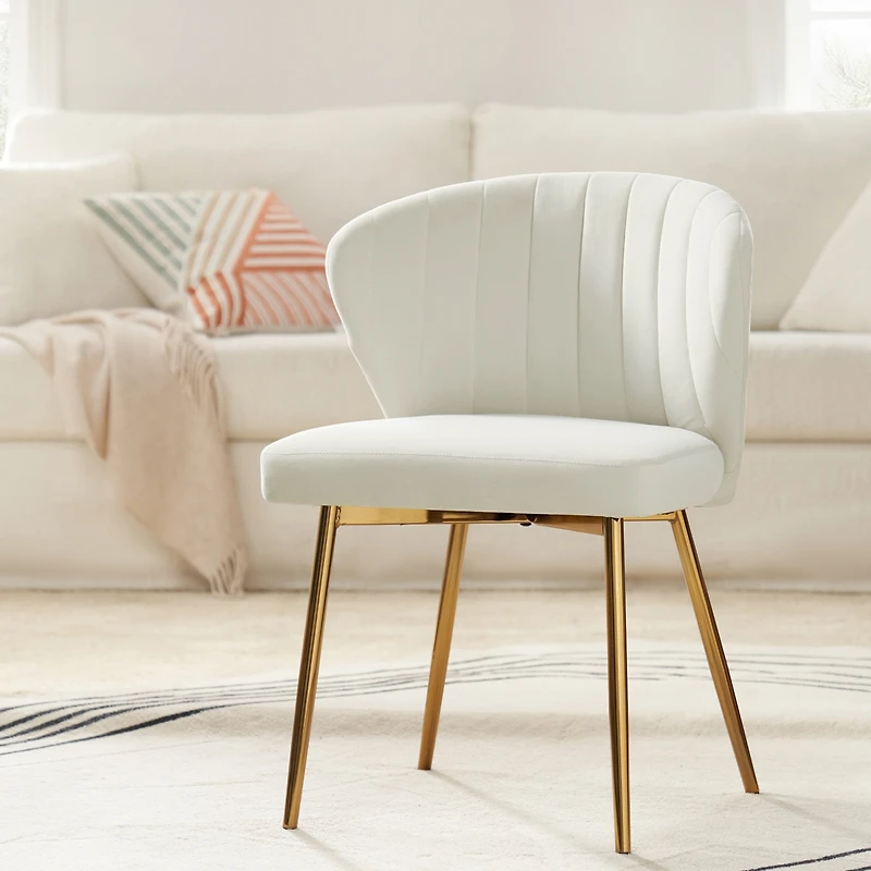 Aruna Velvet Side Chair with Metal Legs