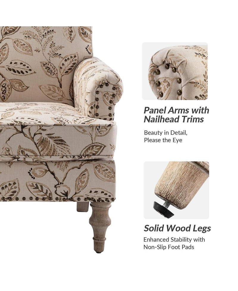 Lakeydra Farmhouse Style Armchair with Pattern Design