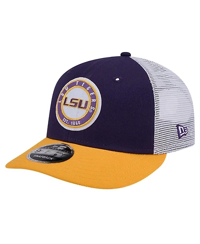 New Era Men's Purple Lsu Tigers Throwback Circle Patch 9fifty Trucker Snapback Hat