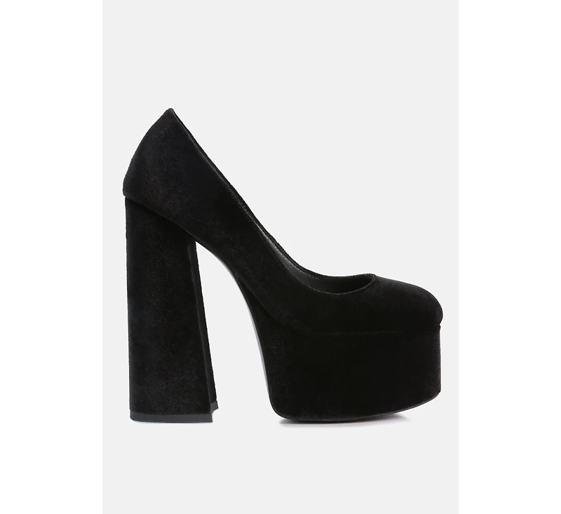 Old Novelty Platform Heel Velvet Pumps Women