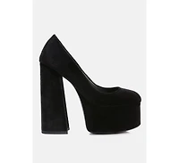 Old Novelty Platform Heel Velvet Pumps Women