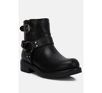 Allux Brushed Faux Leather Pin Buckle Boots Women