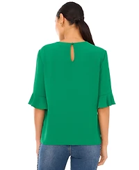 CeCe Women's Ruffled-Cuff 3/4-Sleeve Crew Neck Top