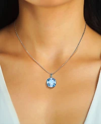Lab Grown Opal (1-1/5 ct. t.w.) & Swiss Blue Topaz Cluster 18" Pendant Necklace Sterling Silver (Also Multi-Gemstone)