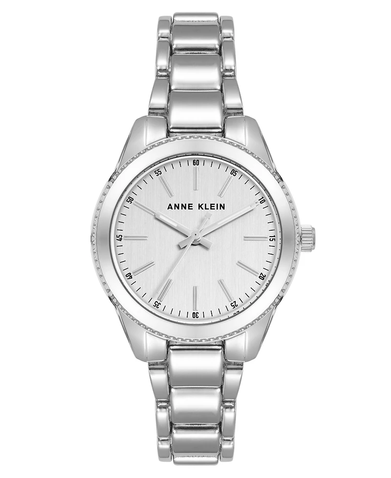 Anne Klein Women's Quartz Silver-Tone Alloy Link Bracelet Watch, 30mm
