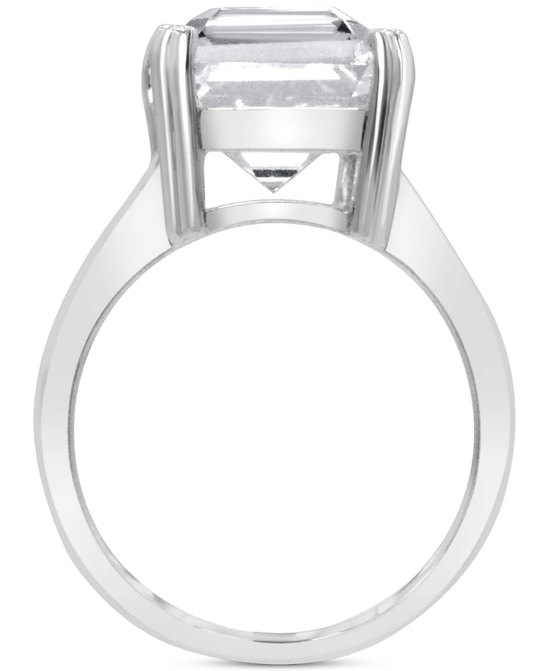Gemstone Emerald-Cut Statement Ring 14k Gold-Plated Sterling Silver (Also White Quartz & Black Onyx)